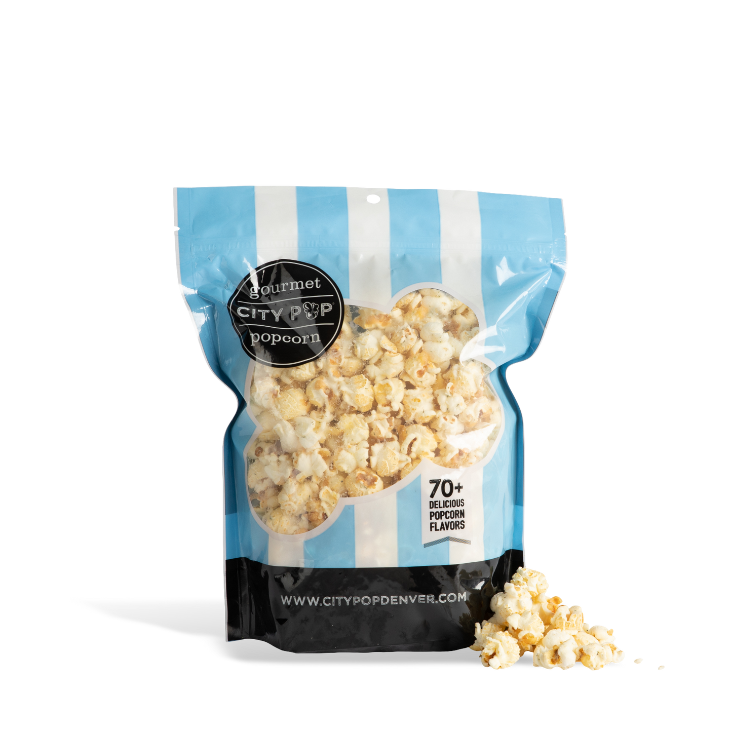 Bag of City Pop Dill Pickle  popcorn with visible branding on a white background