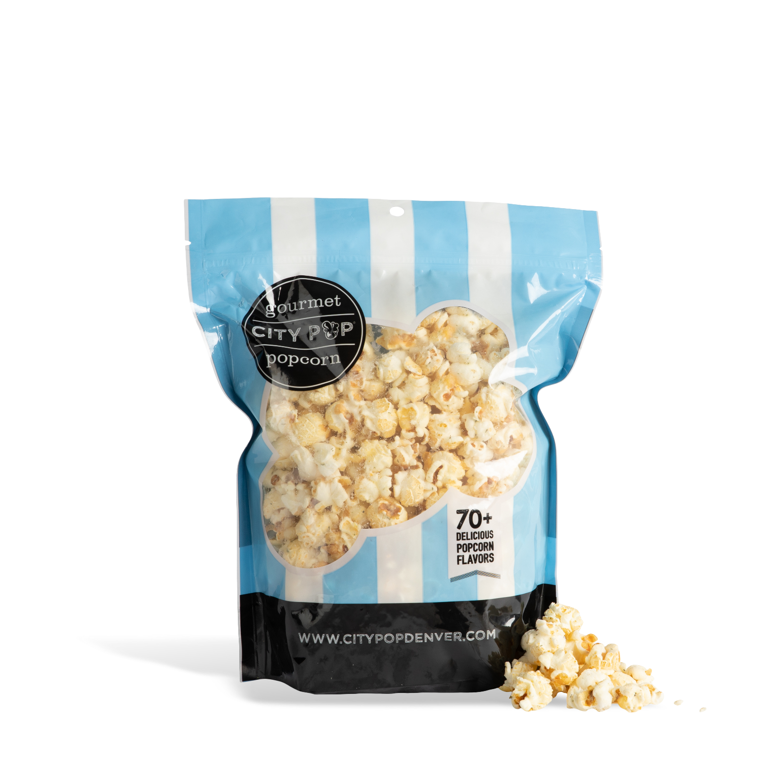 Bag of City Pop Dill Pickle  popcorn with visible branding on a white background