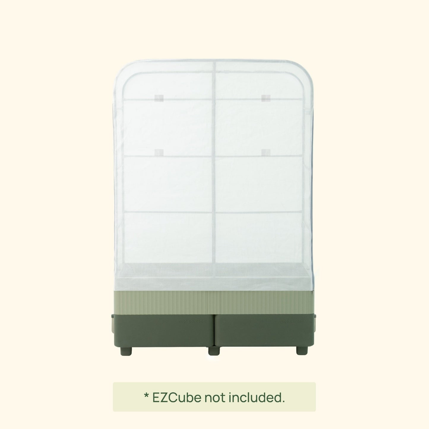 EZCube Cover System 4-1 Trellis & Protection Kit installed on the EZCube Self-Watering Planter 21" x 48" on a white background. 