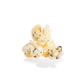 Three pieces of Everything Bagel popcorn on a white background