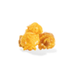Three pieces of Extra Buttery Caramel Cheese Mix popcorn on a white background