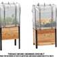 18" by 24" wooden planter and raised garden bed both with a greenhouse cover on a white background