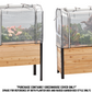 18" by 36" wooden planter and raised garden bed both with a greenhouse cover on a white background