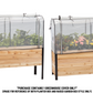 18" by 60" wooden planter and raised garden bed both with a greenhouse cover on a white background