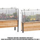 18" by 72" wooden planter and raised garden bed both with a greenhouse cover on a white background