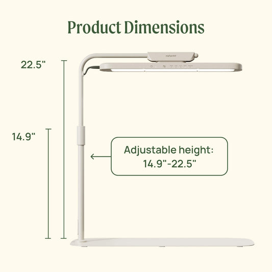 Height dimensions of the Grow Light Stand the light can adjust from 14.9" to 22.5".