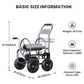 Heavy Duty Garden Hose reel cart with dimensions and specifications on a white background