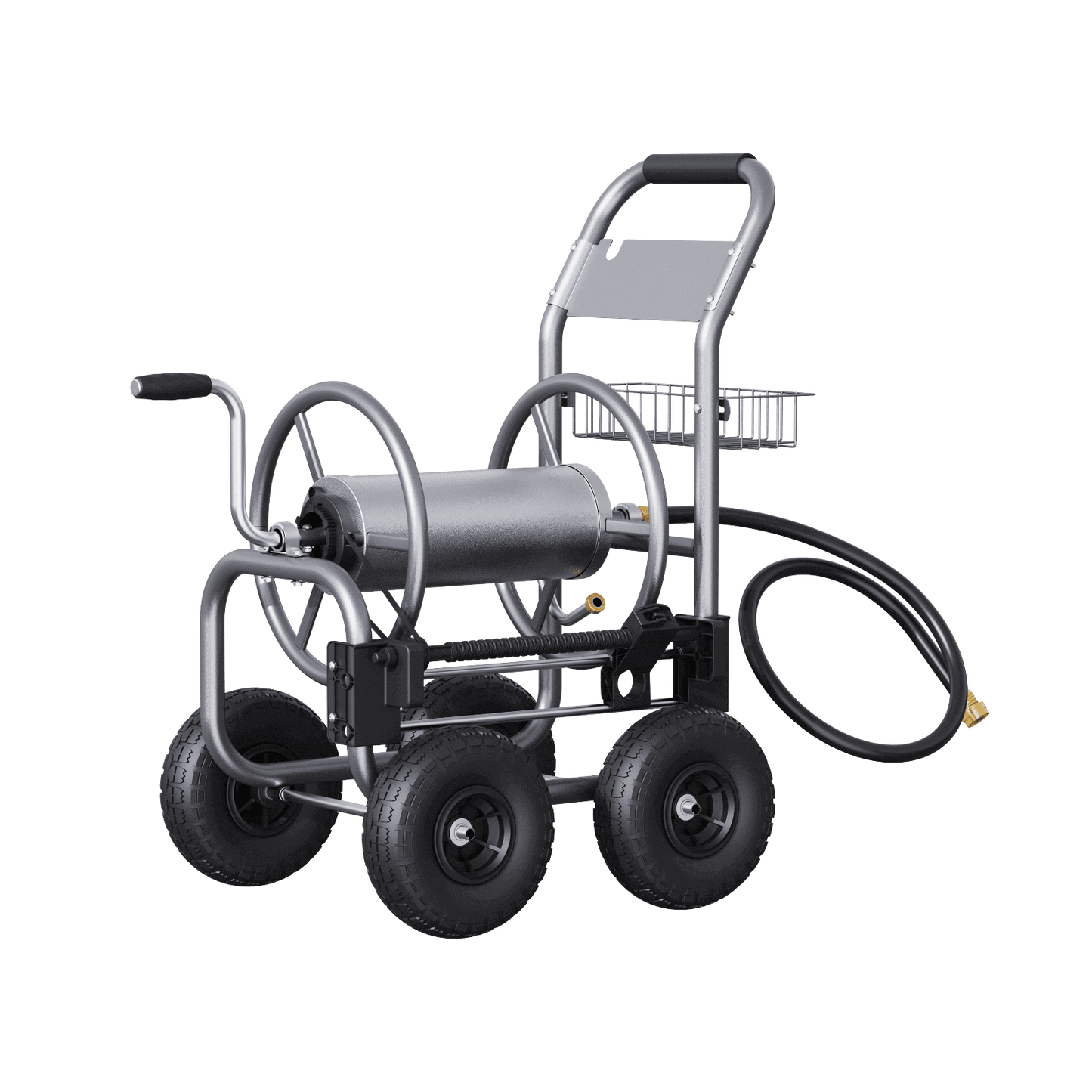 Heavy-Duty Garden Hose Reel Cart on a white background. 