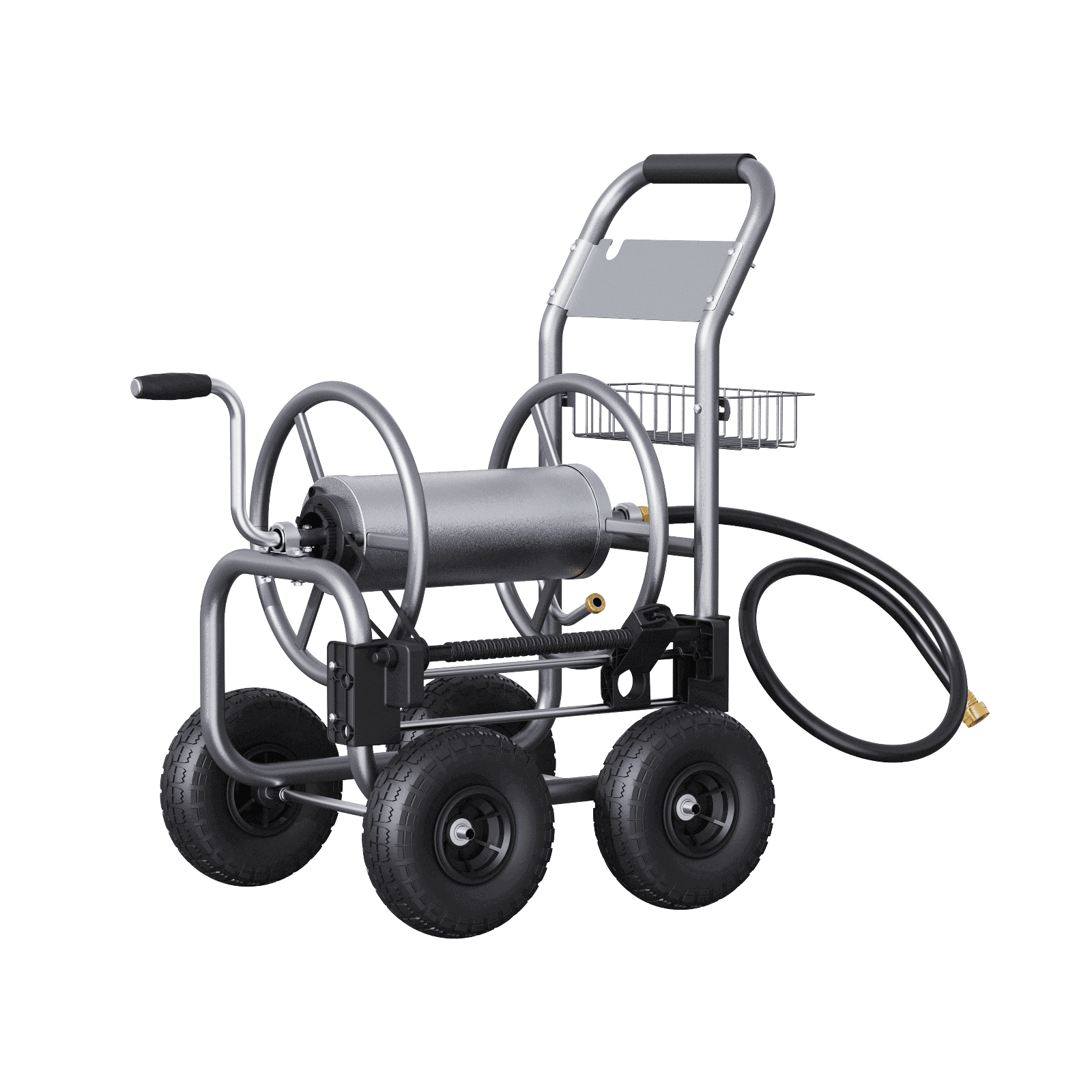 Heavy-Duty Garden Hose Reel Cart on a white background. 