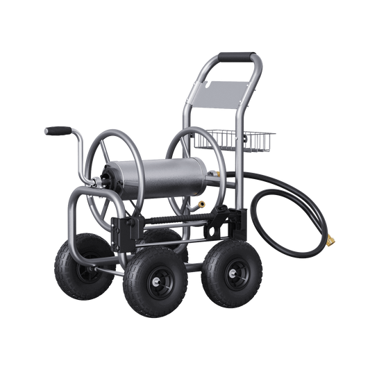 Heavy-Duty Garden Hose Reel Cart on a white background. 