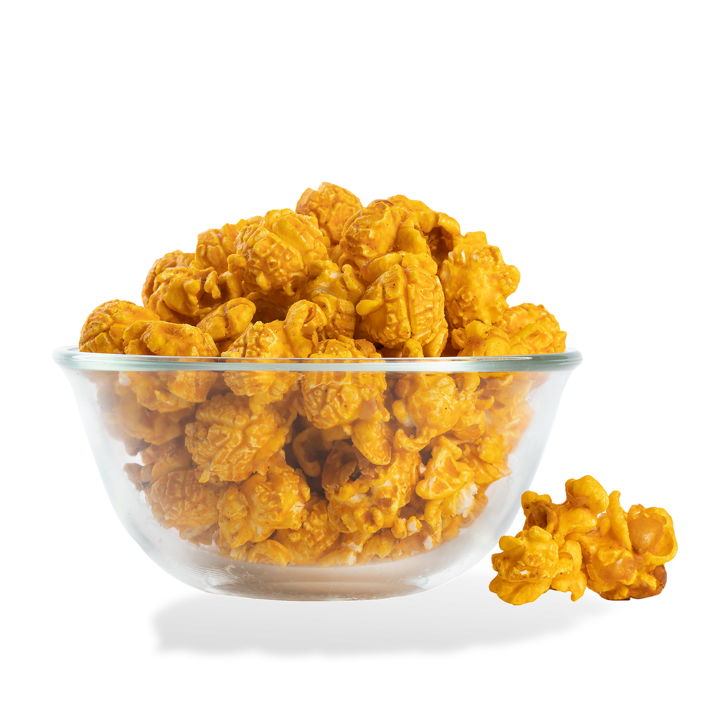 Jalapeno Cheddar Popcorn popped in a bowl on a white background