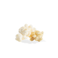 Three pieces of Kettle popcorn on a white background