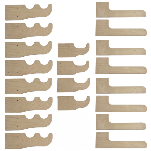 Items included in the Max Shed Organization kit organized neatly on a white background.