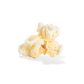Three pieces of Parmesan Garlic popcorn on a white background