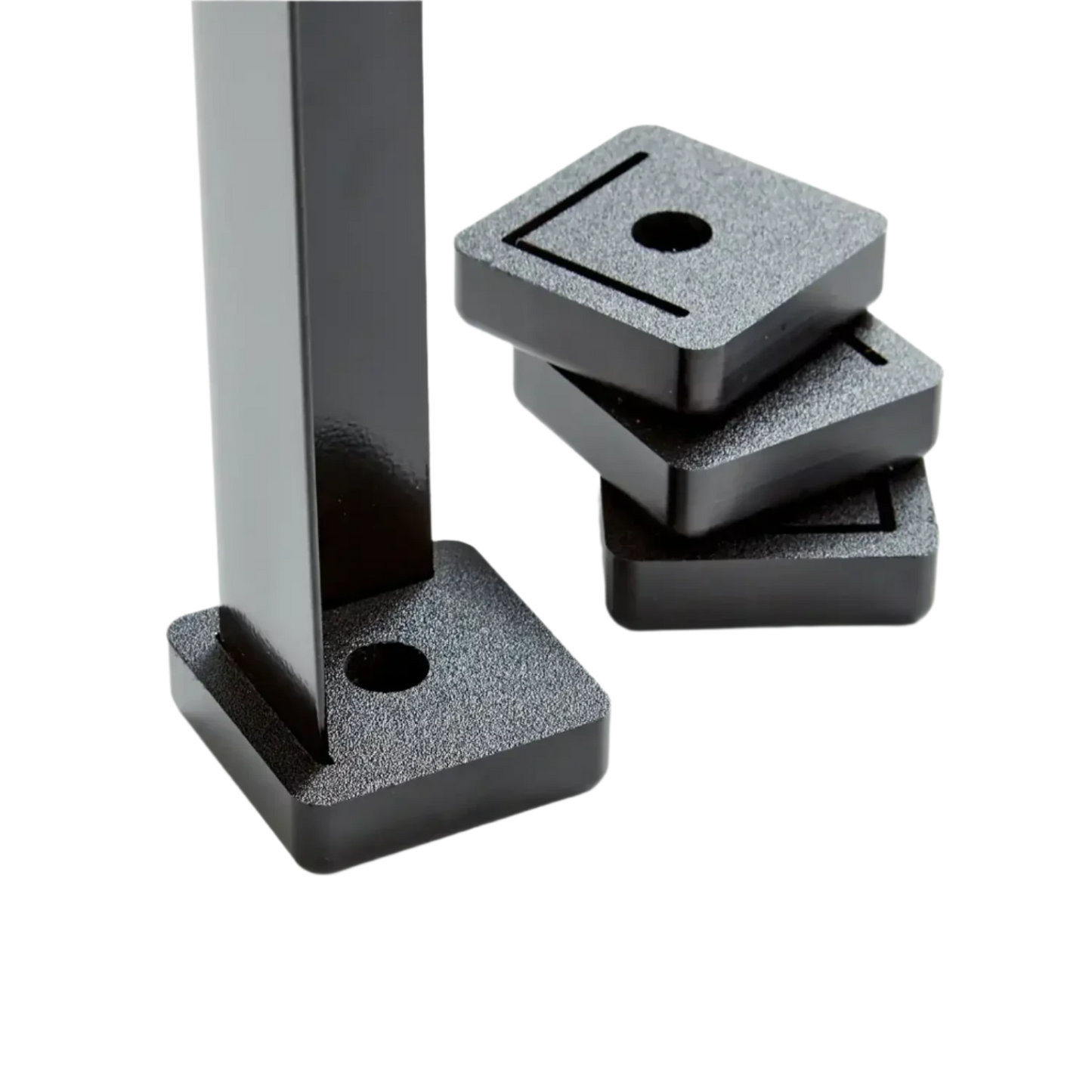 Set of black platform feet on a white background