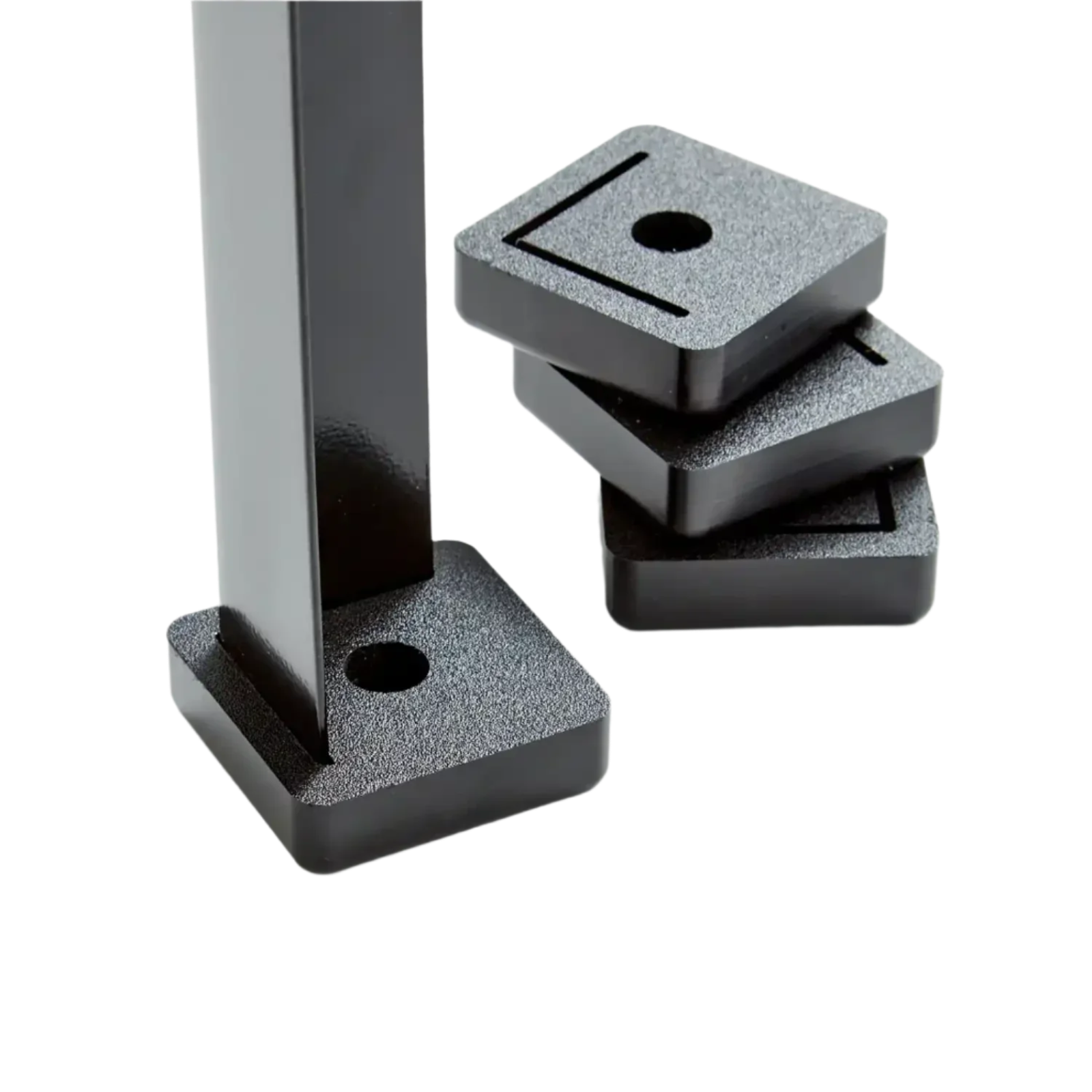 Set of black platform feet on a white background