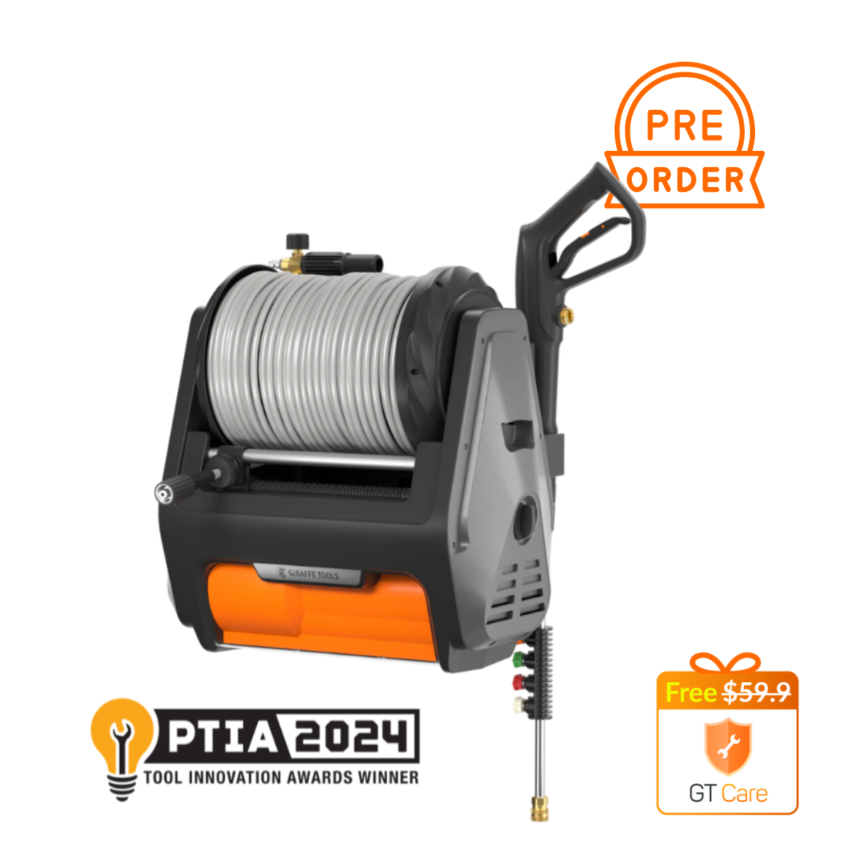Retractable Electric Pressure Washer Pro with Auto-Rewind Hose, 3700 PSI