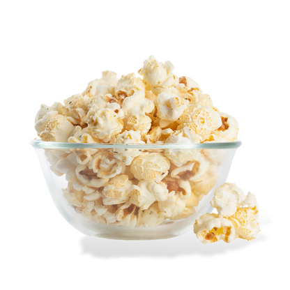 Ranch Popcorn popped in a bowl on a white background