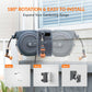 180-degree swivel bracket for the Retractable Garden Hose Reel installed on exterior wall of home and three step easy installation showing how to install.