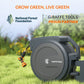 Retractable Garden Hose Reel with National Forest Foundation partnership noted with home landscaping in the background.