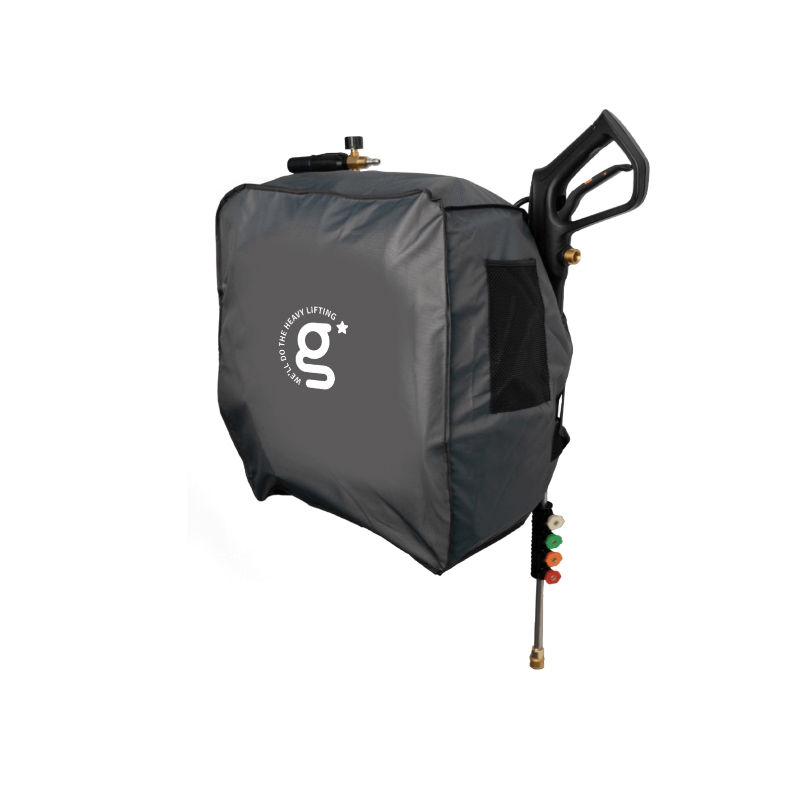 Retractable Pressure Washer Protective Cover on a white background