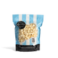 Bag of City Pop Rosemary Parmesan popcorn with blue and white striped design on a white background