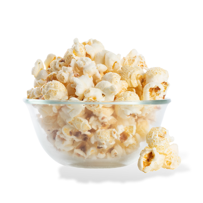 Salt & Vinegar Popcorn popped in a bowl on a white background