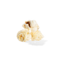 Three pieces of Sea Salt and Cracked Pepper popcorn on a white background