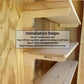 Installation guide for the shed shelf bracket kit 10 inch showing four steps: locate stud, position organizer, drive e fasteners, repeat, and place shelving board on top.