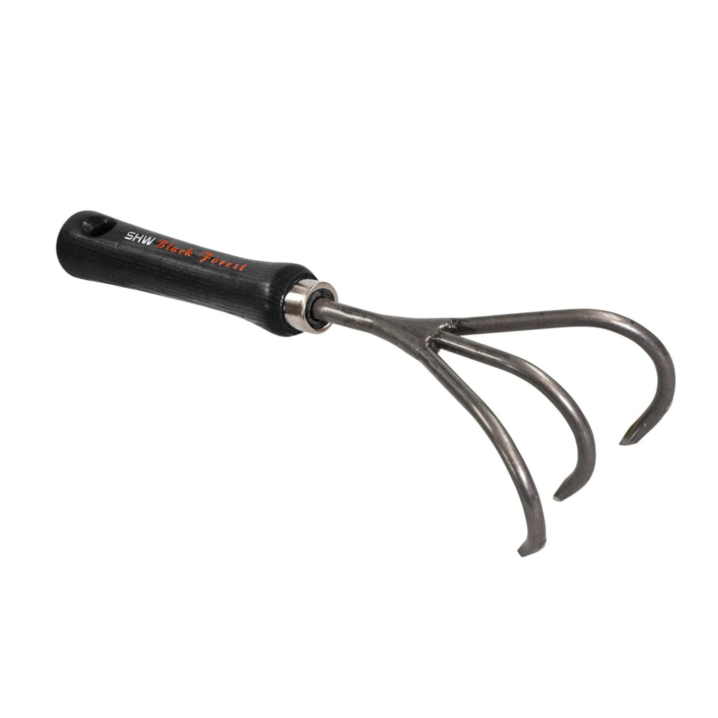 Small Hand Claw cultivator tool with three curved tines and ergonomic handle for gardening on white background