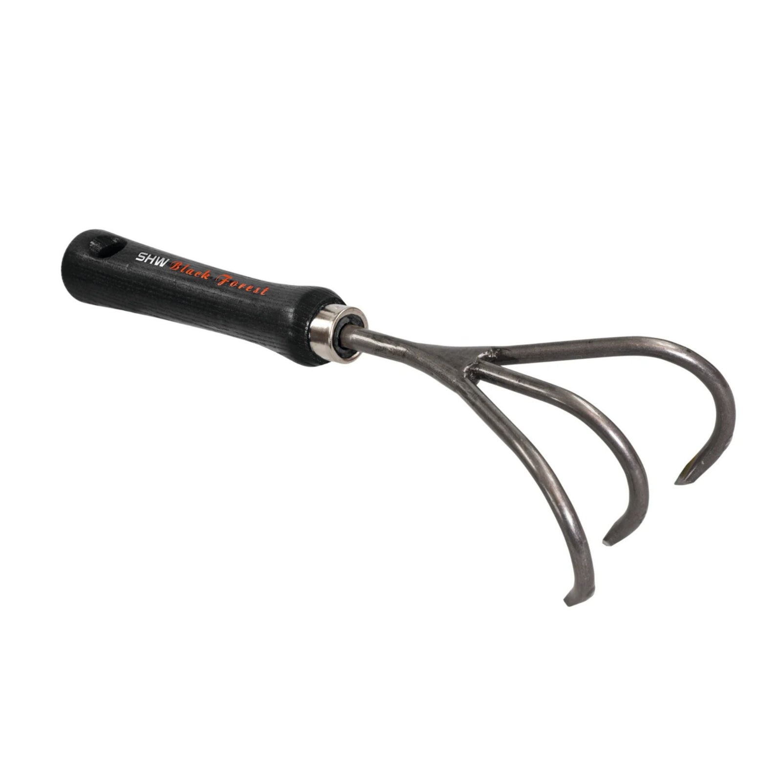 Small Hand Claw cultivator tool with three curved tines and ergonomic handle for gardening on white background