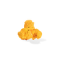 Three pieces of Spicy Buffalo popcorn on a white background