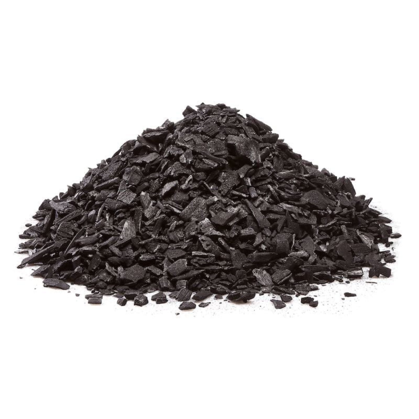 Pile of black Biochar chips on a white background
