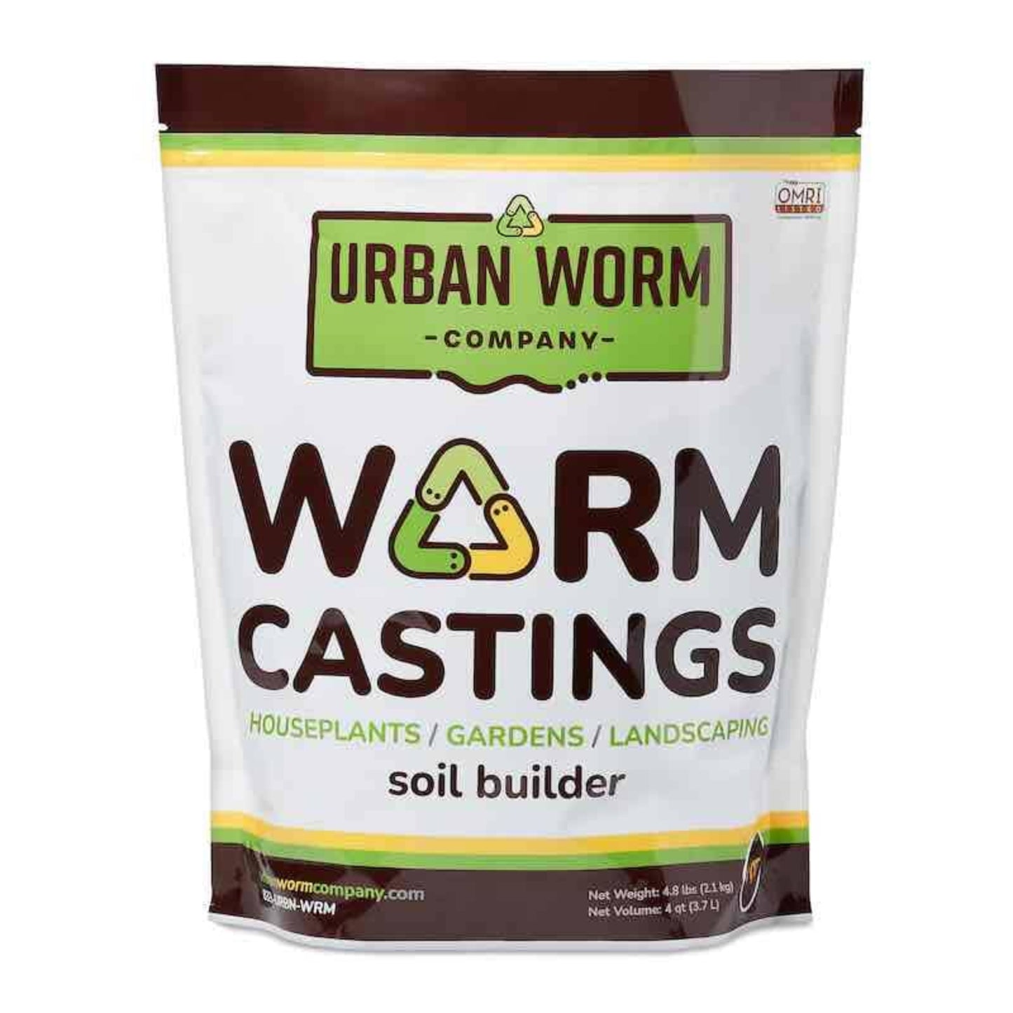 4 quart bag of Urban Worm Company Worm Castings on a white background
