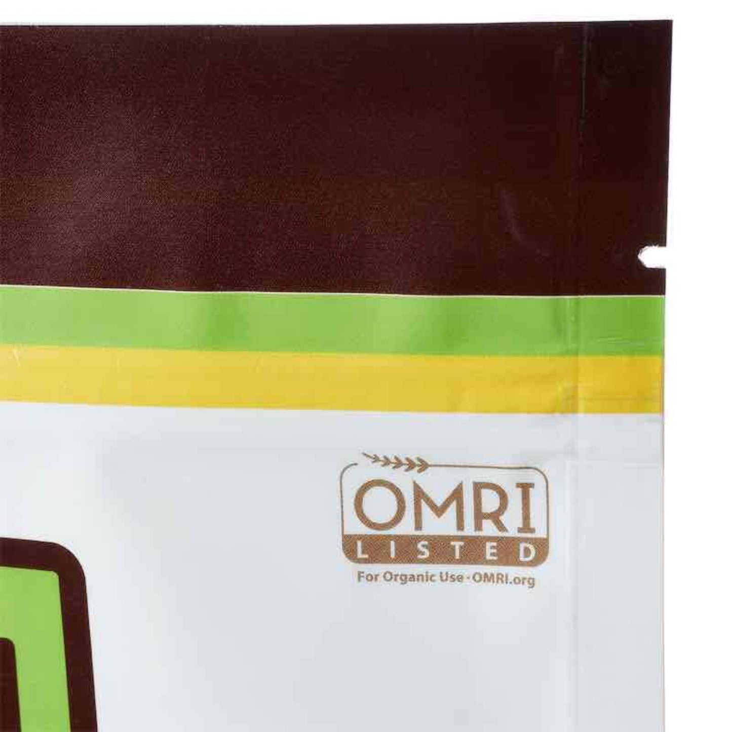 Close up of Urban Worm Castings product packaging with OMRI Listed logo on a white background