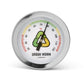 Thermometer with 'Urban Worm Company' logo on a white background zoomed in close to the face of the thermometer.