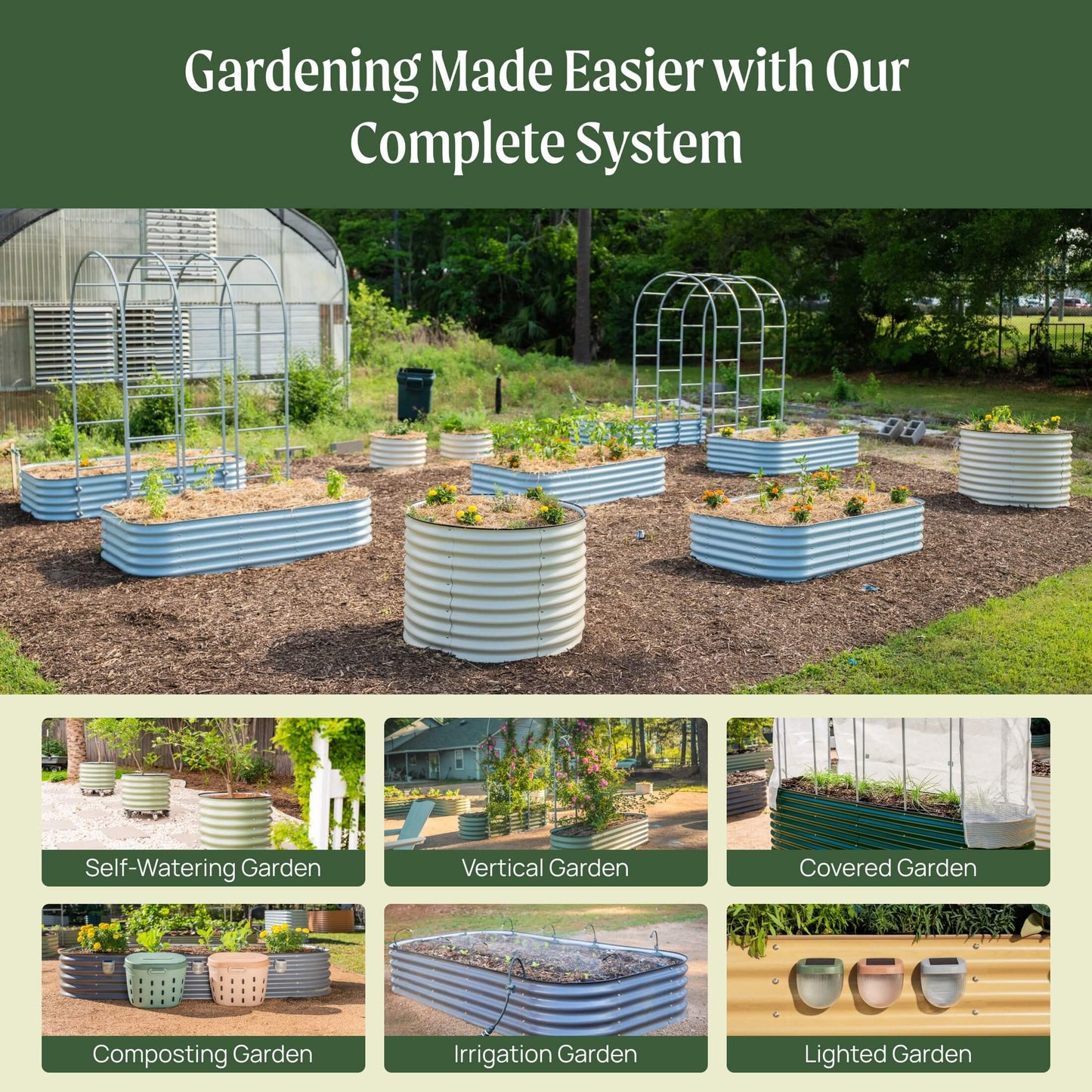 11" Tall 9 In 1 Large Modular Metal Raised Garden Bed Kit