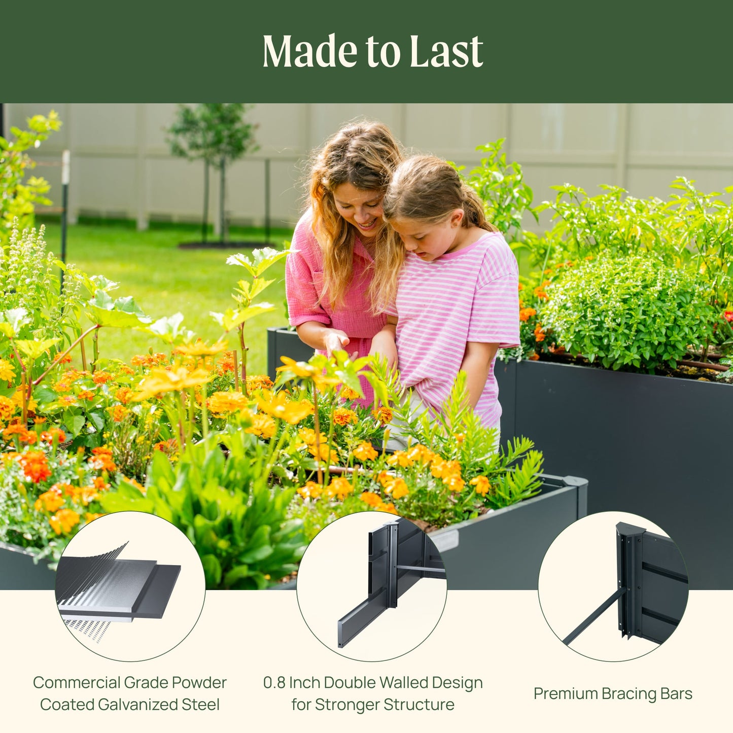 32" Extra Tall Modern 42" x 83" Metal Raised Garden Bed