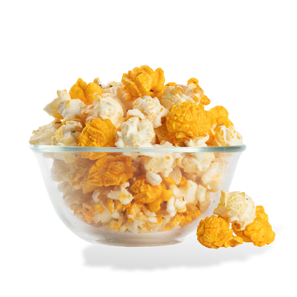 Wing Night Popcorn popped in a bowl on a white background