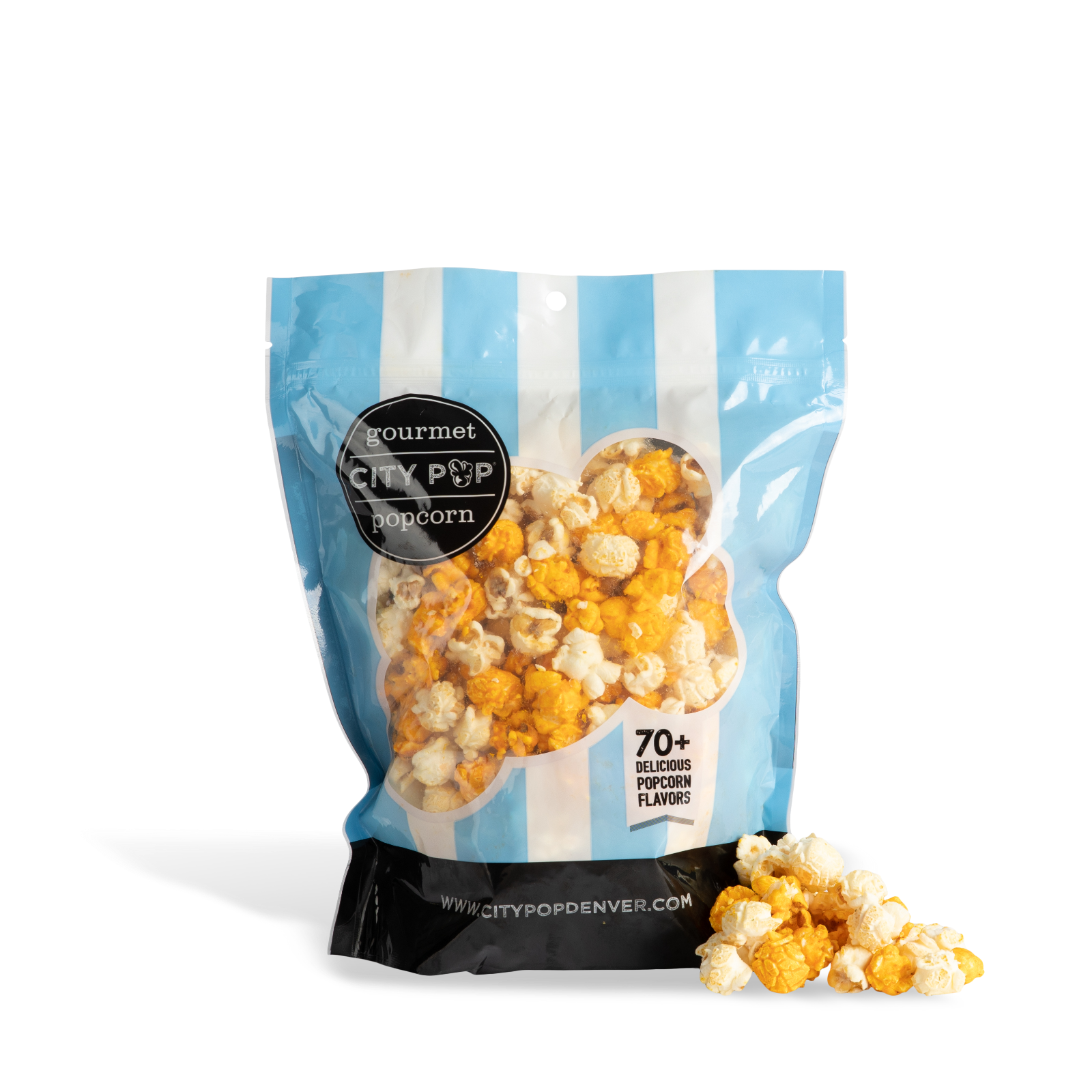 Bag of City Pop Wing Night popcorn with visible branding on a white background
