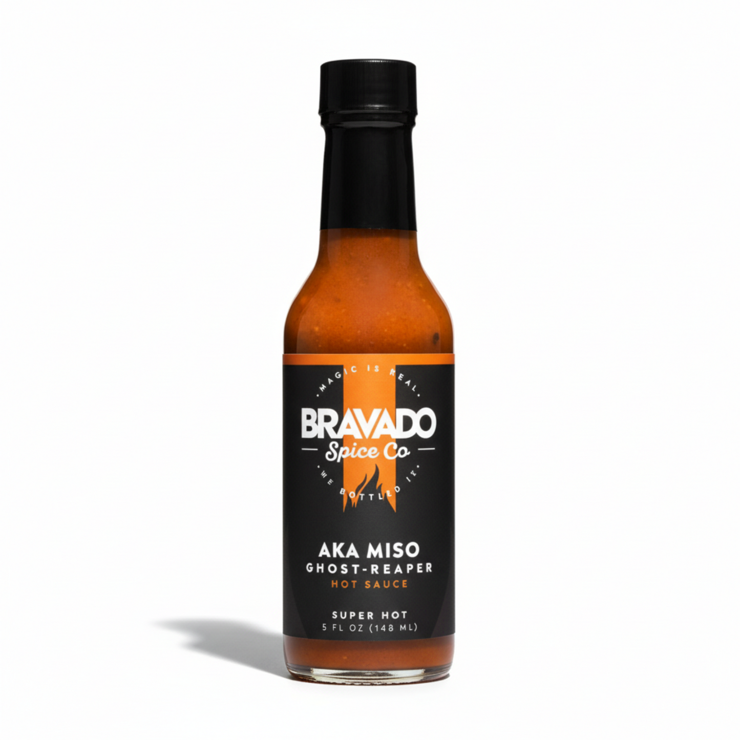 Aka Miso Ghost Reaper Hot Sauce on white background