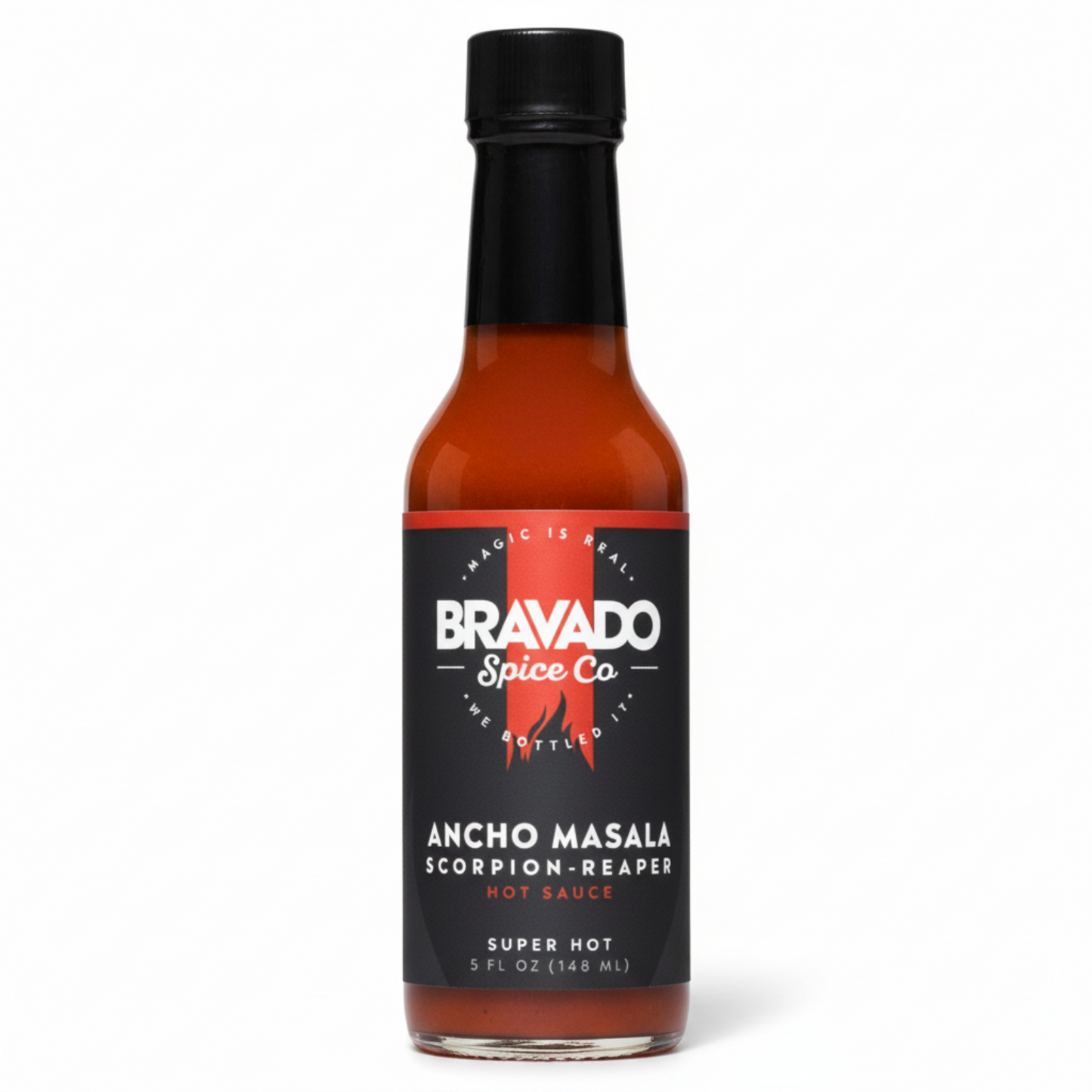Ancho Masala Scorpion Reaper Hot Sauce on white background