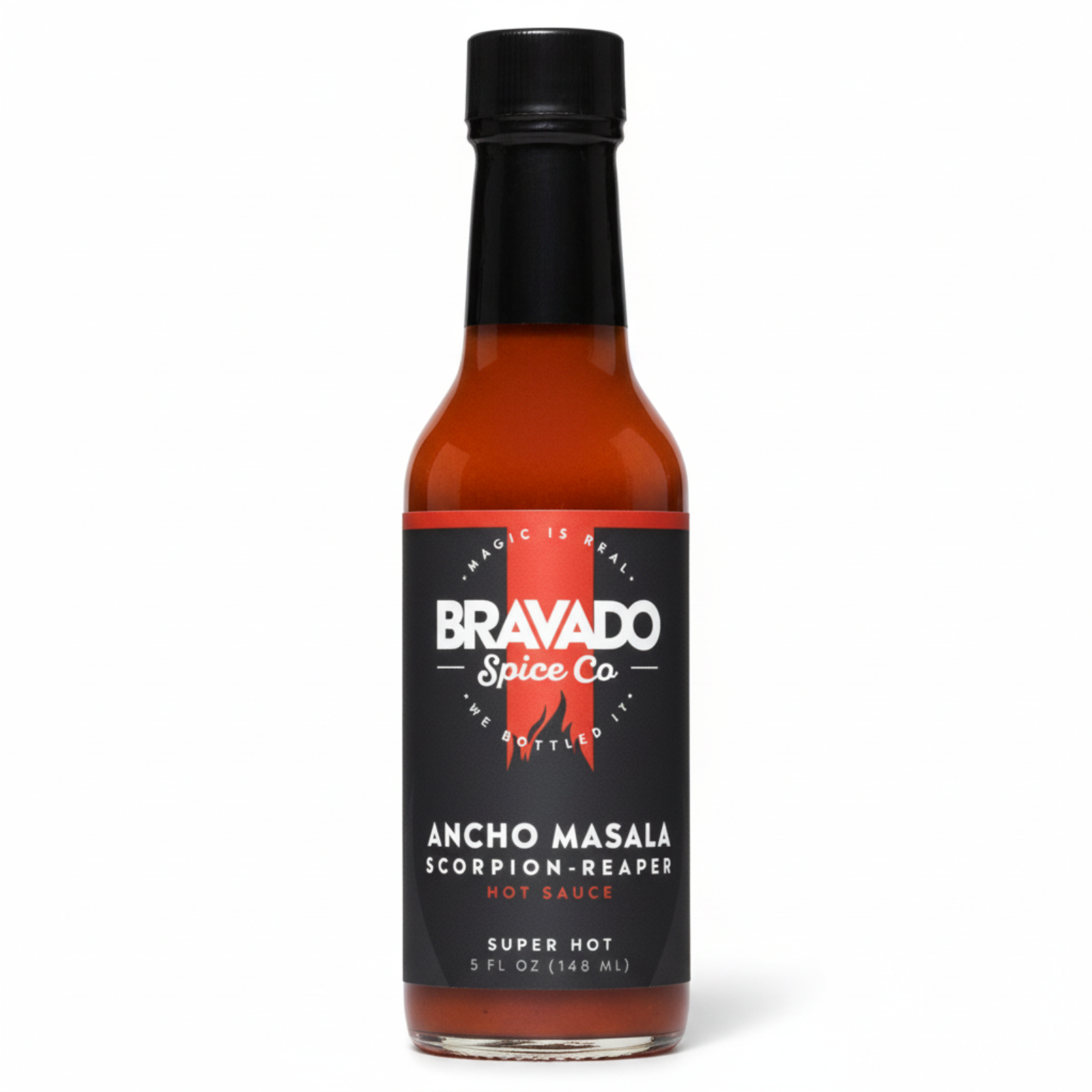 Ancho Masala Scorpion Reaper Hot Sauce on white background