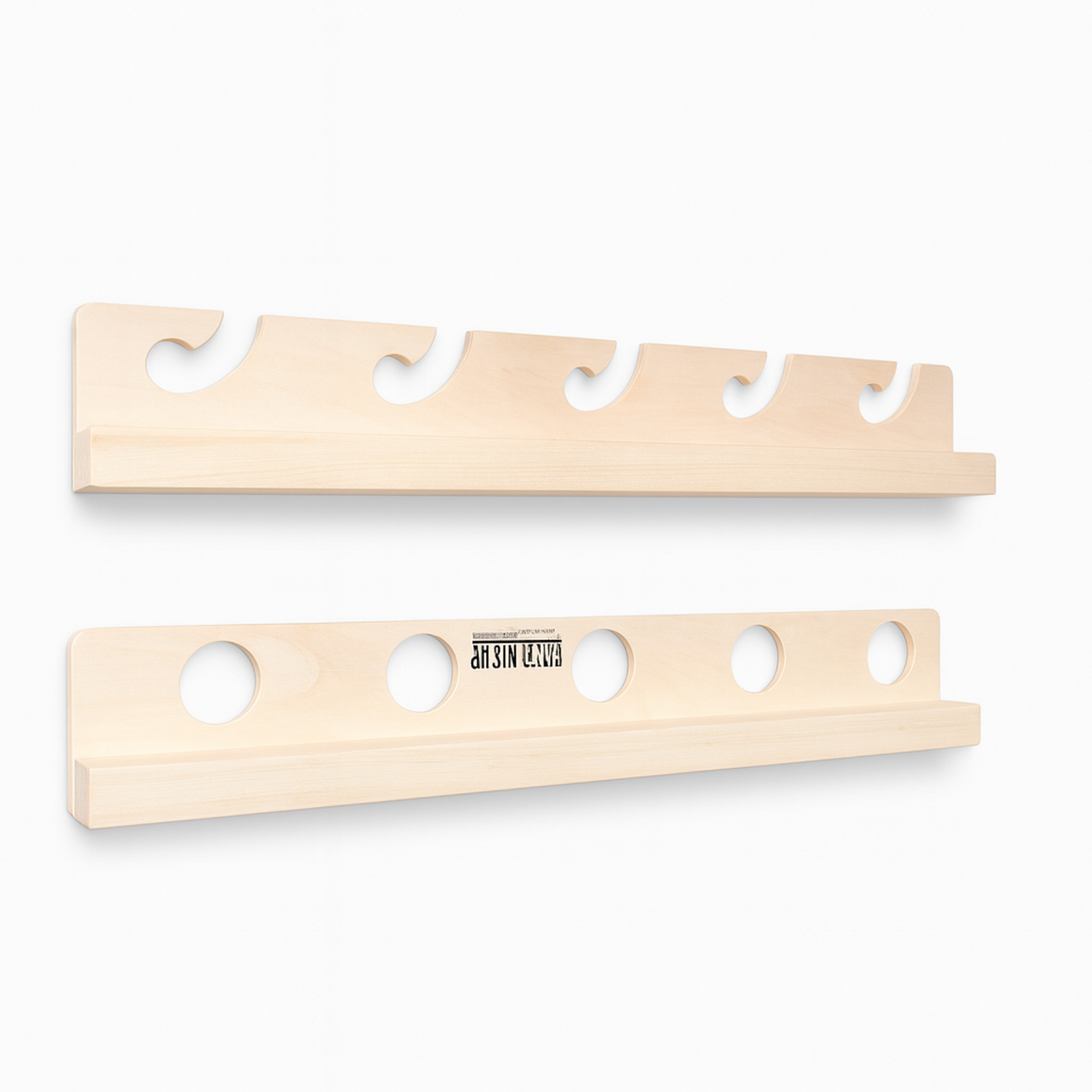 One set of the fishing rod rack in the clear wood finish displayed on a white background