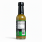 Back label of Mean Green Hot Sauce bottle showing ingredients and nutrition facts