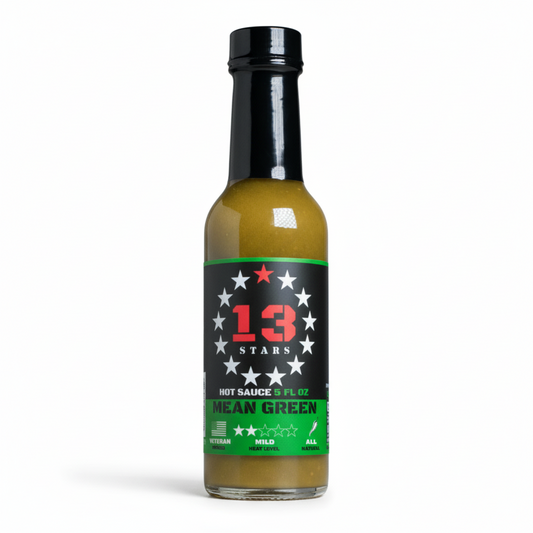 Mean Green Hot Sauce on white background