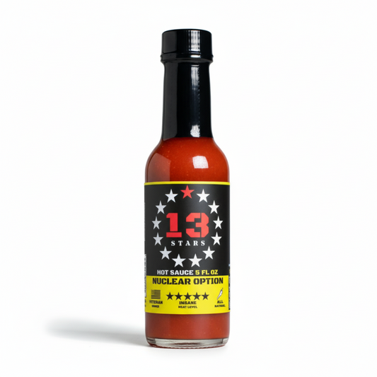 Nuclear Option Hot Sauce on white background