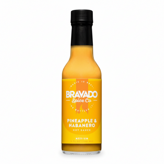 Pineapple & Habanero Hot Sauce on white background
