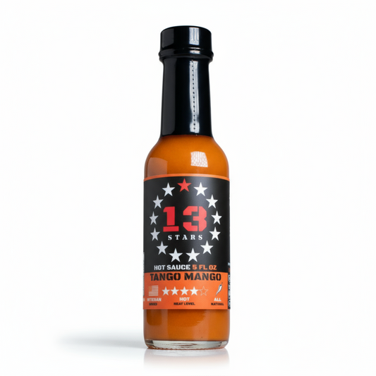 Tango Mango Hot Sauce on white background
