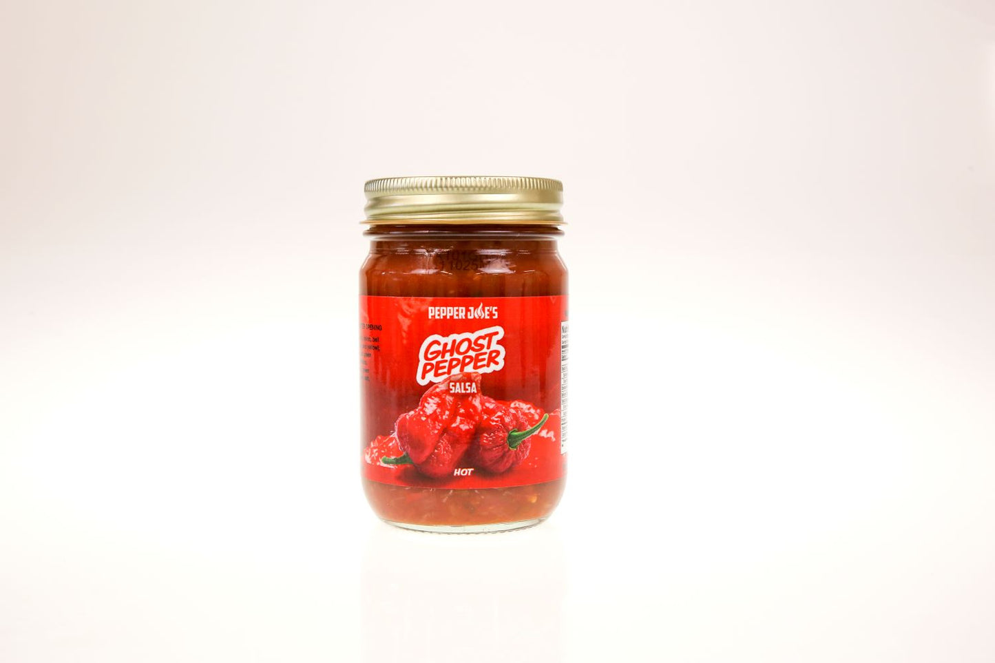 Pepper Joe's Sweet and Spicy Salsa 5-Pack - ghost pepper salsa jar on white background